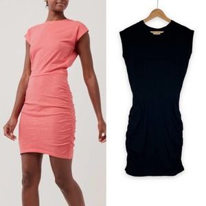 Pact Organic Cotton Ruched Easy Day to Night Little Black Dress Size Small